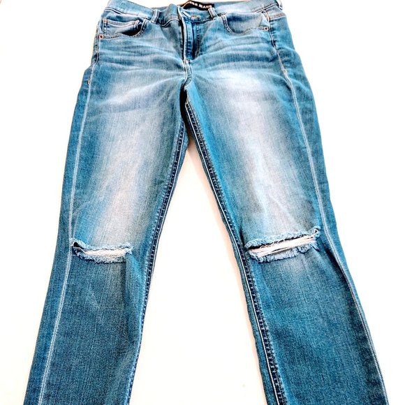 Express Denim - EXPRESS Women's Ankle Legging Distressed Jeans  Size 6R  Blue Denim